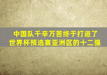 中国队千辛万苦终于打进了世界杯预选赛亚洲区的十二强