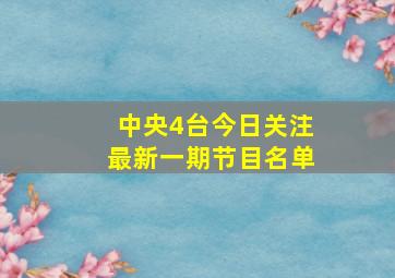 中央4台今日关注最新一期节目名单