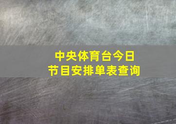 中央体育台今日节目安排单表查询