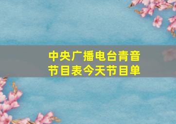 中央广播电台青音节目表今天节目单