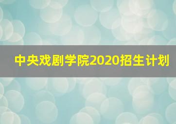 中央戏剧学院2020招生计划