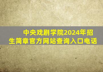 中央戏剧学院2024年招生简章官方网站查询入口电话