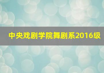 中央戏剧学院舞剧系2016级