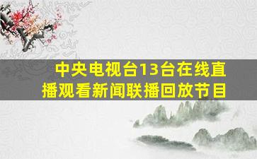 中央电视台13台在线直播观看新闻联播回放节目