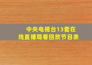 中央电视台13套在线直播观看回放节目表