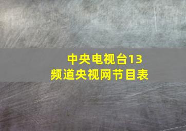 中央电视台13频道央视网节目表