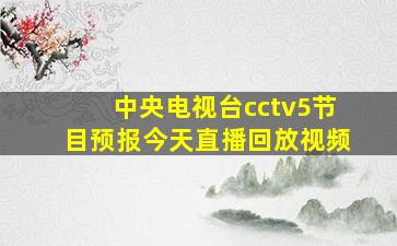 中央电视台cctv5节目预报今天直播回放视频