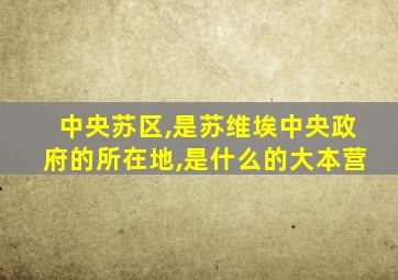 中央苏区,是苏维埃中央政府的所在地,是什么的大本营