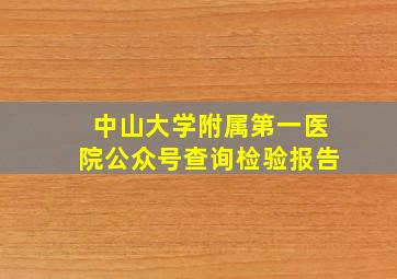 中山大学附属第一医院公众号查询检验报告