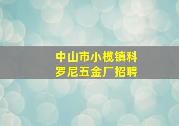 中山市小榄镇科罗尼五金厂招聘