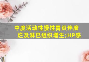 中度活动性慢性胃炎伴糜烂及淋巴组织增生;HP感