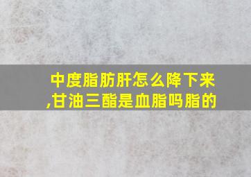 中度脂肪肝怎么降下来,甘油三酯是血脂吗脂的