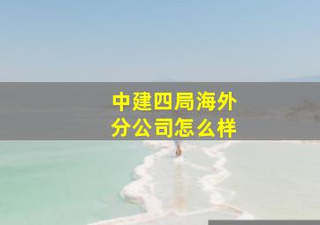 中建四局海外分公司怎么样