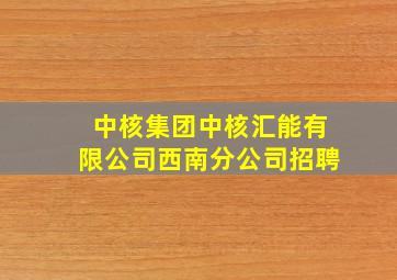 中核集团中核汇能有限公司西南分公司招聘