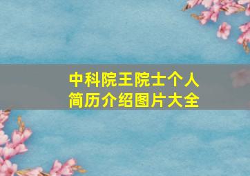 中科院王院士个人简历介绍图片大全