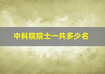 中科院院士一共多少名