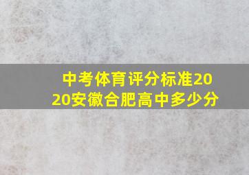 中考体育评分标准2020安徽合肥高中多少分