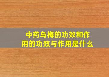 中药乌梅的功效和作用的功效与作用是什么