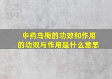 中药乌梅的功效和作用的功效与作用是什么意思