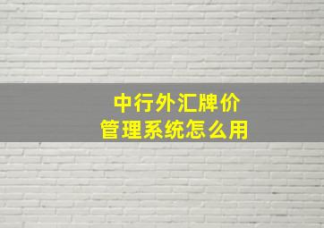 中行外汇牌价管理系统怎么用