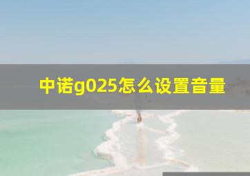 中诺g025怎么设置音量