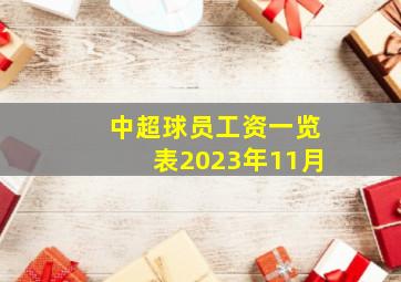 中超球员工资一览表2023年11月