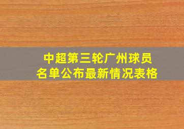 中超第三轮广州球员名单公布最新情况表格