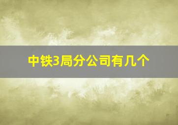 中铁3局分公司有几个