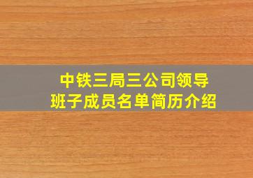 中铁三局三公司领导班子成员名单简历介绍