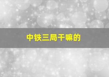 中铁三局干嘛的