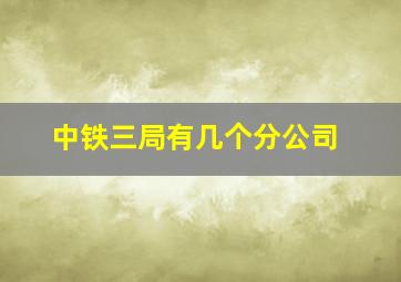 中铁三局有几个分公司