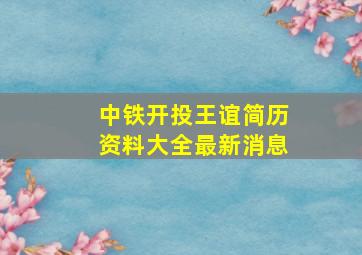 中铁开投王谊简历资料大全最新消息