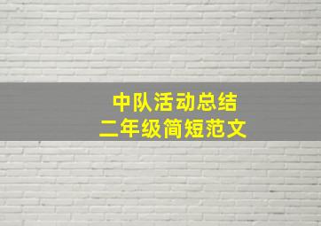 中队活动总结二年级简短范文