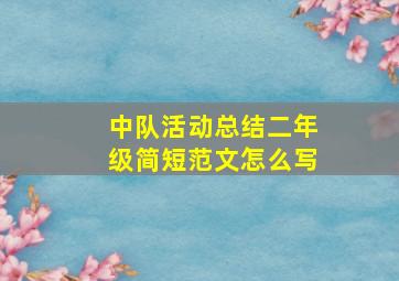 中队活动总结二年级简短范文怎么写