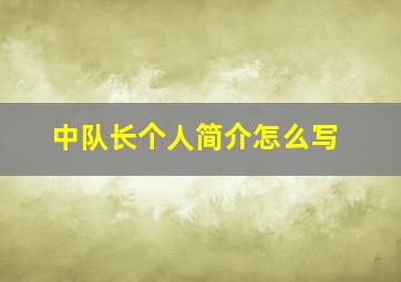 中队长个人简介怎么写