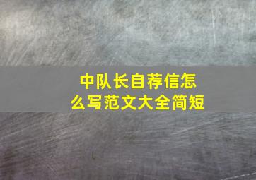 中队长自荐信怎么写范文大全简短