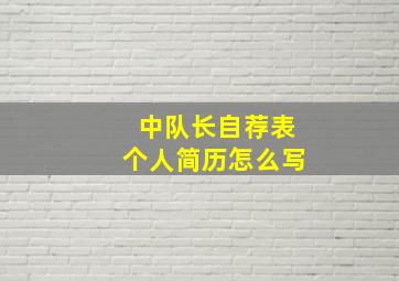 中队长自荐表个人简历怎么写