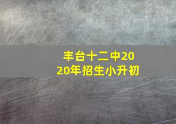 丰台十二中2020年招生小升初