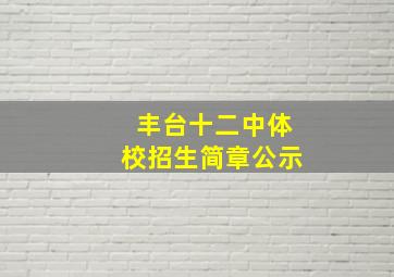 丰台十二中体校招生简章公示