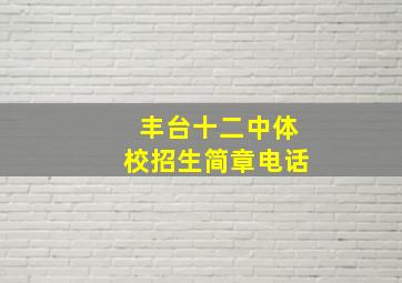 丰台十二中体校招生简章电话