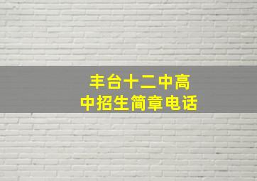 丰台十二中高中招生简章电话