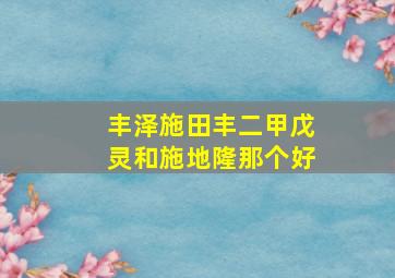 丰泽施田丰二甲戊灵和施地隆那个好