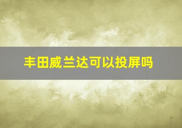 丰田威兰达可以投屏吗