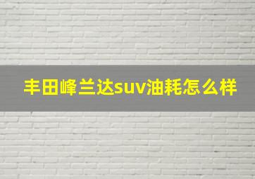 丰田峰兰达suv油耗怎么样