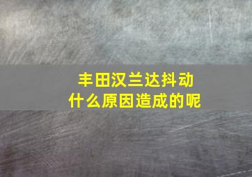 丰田汉兰达抖动什么原因造成的呢