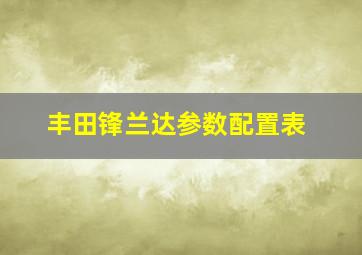 丰田锋兰达参数配置表