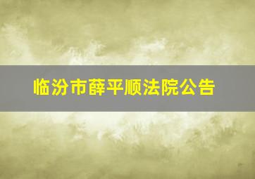 临汾市薛平顺法院公告