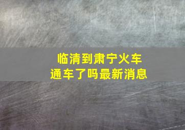 临清到肃宁火车通车了吗最新消息