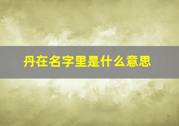 丹在名字里是什么意思