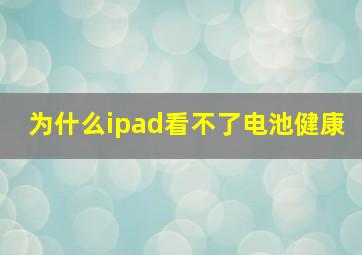 为什么ipad看不了电池健康